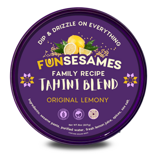 FUN Sesames Tahini Blend | Unleash the vibrant flavors of FUN Sesames Tahini Blend Original Lemony. Our unique blend of sesame goodness, combined with a burst of fresh lemony zest, creates a Tahini Blend that's both bold and delicious. Elevate your dishes with the exceptional taste of FUN Sesames – your premier destination for Tahini Blends that redefine culinary excellence.